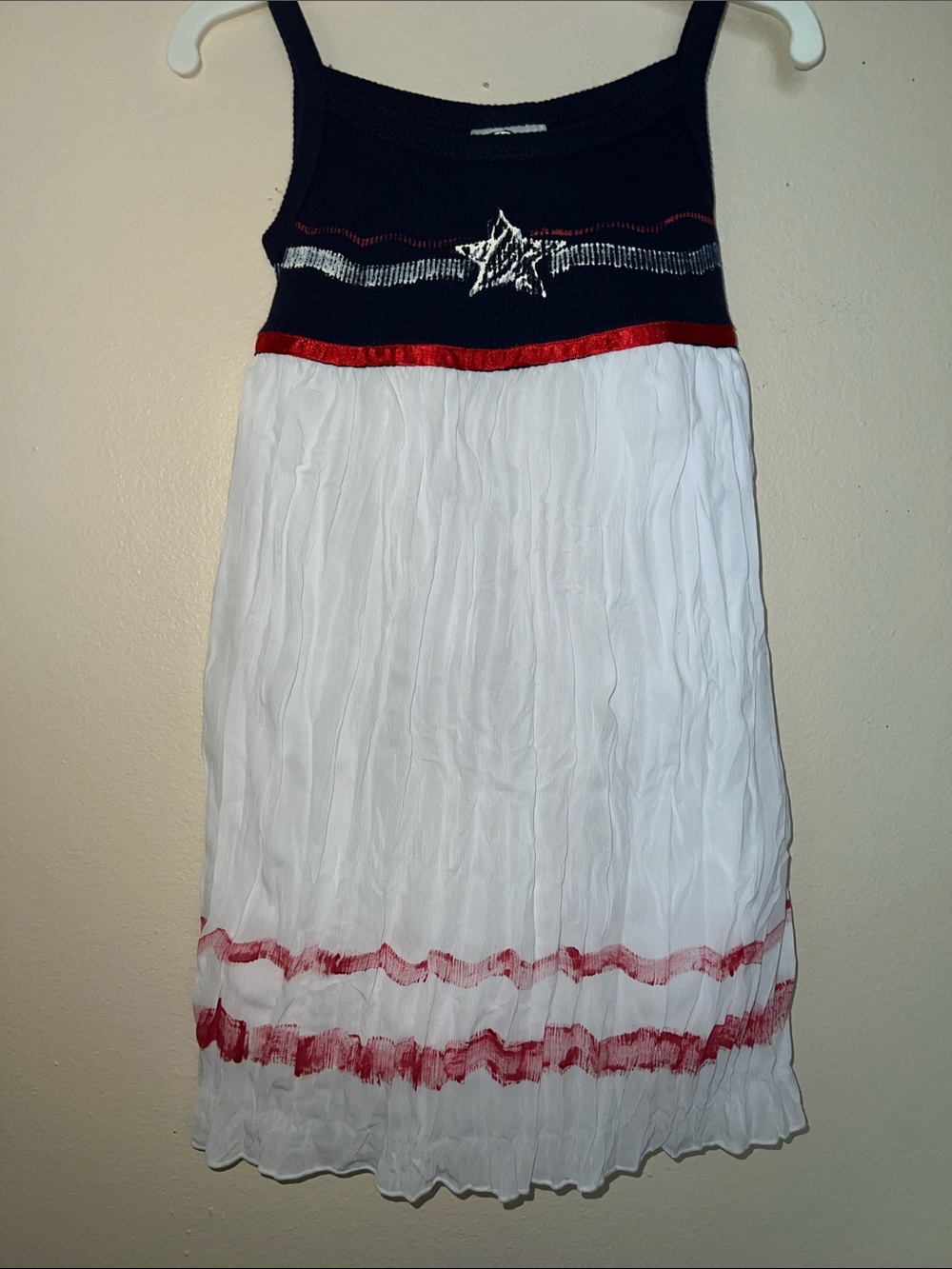 Vintage Hand Painted Navy and White Star-Accent Summer Dress Size 4
